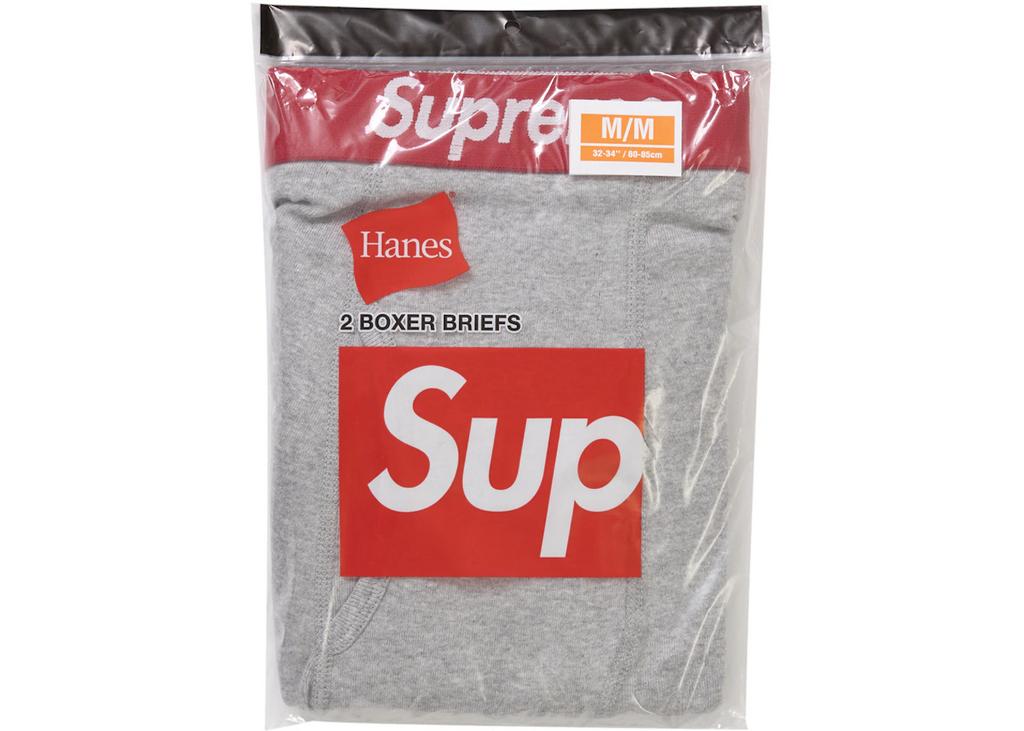 Supreme Hanes Boxer Briefs (2 Pack) Heather Grey