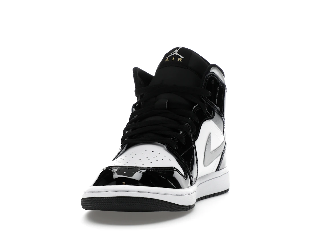 Jordan 1 Mid SE Patent Black White Metallic Silver Metallic Gold