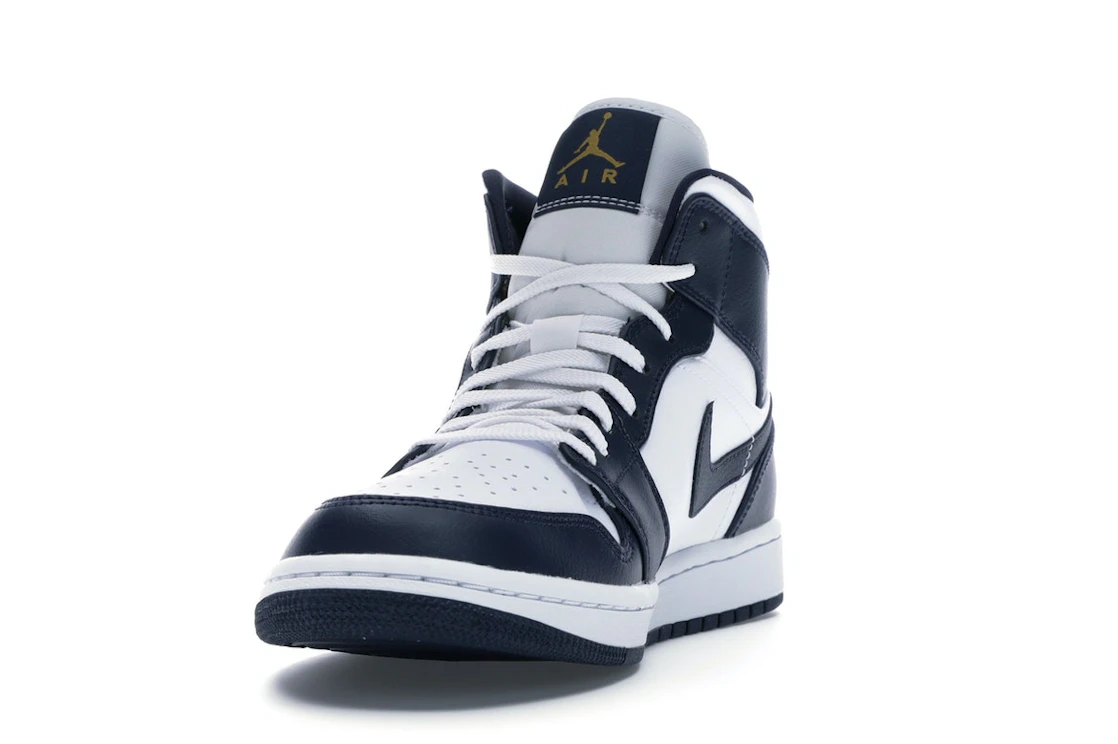 Air Jordan 1 Mid White Metallic Gold Obsidian