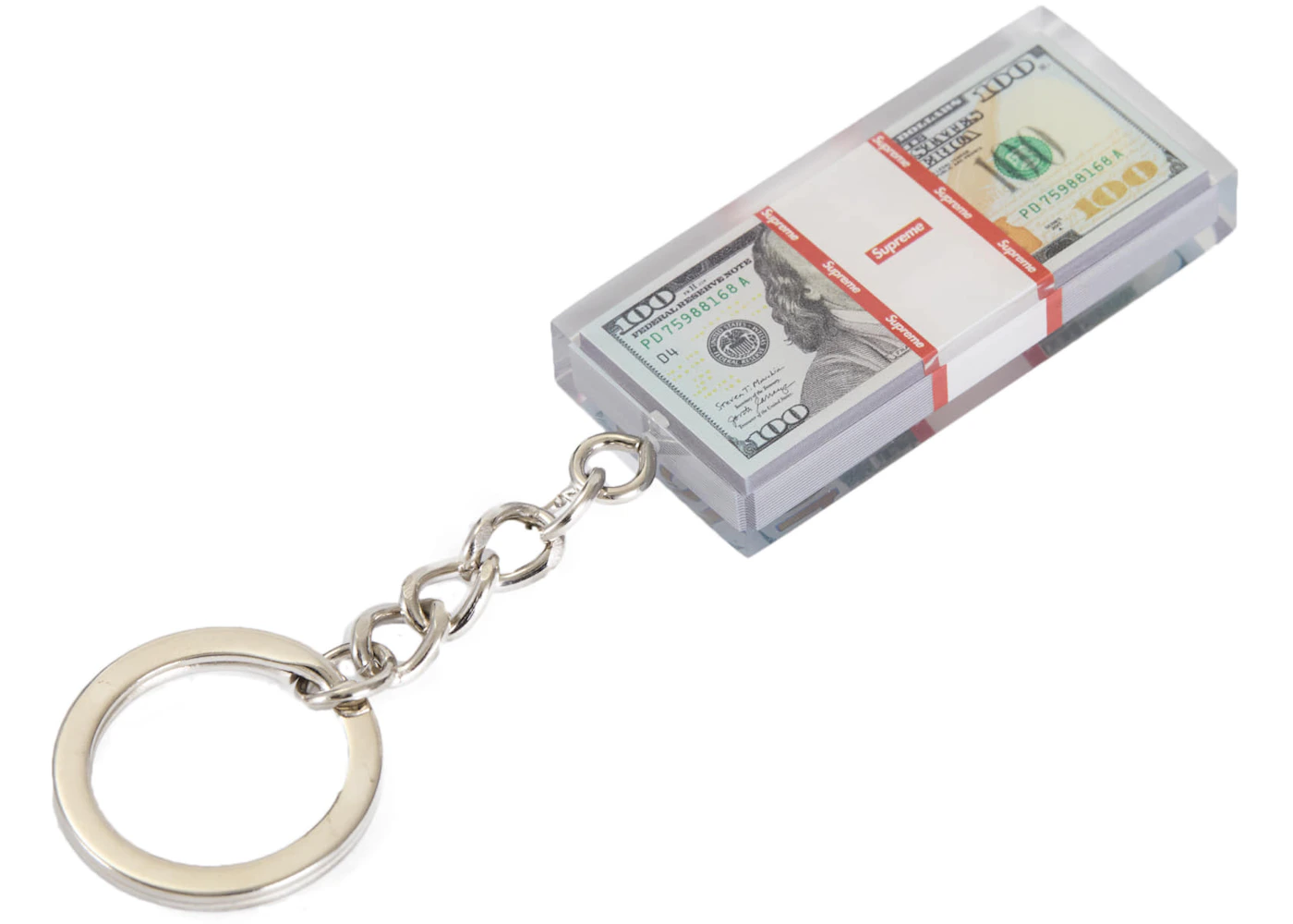 Supreme Cash Paperweight Keychain Clear