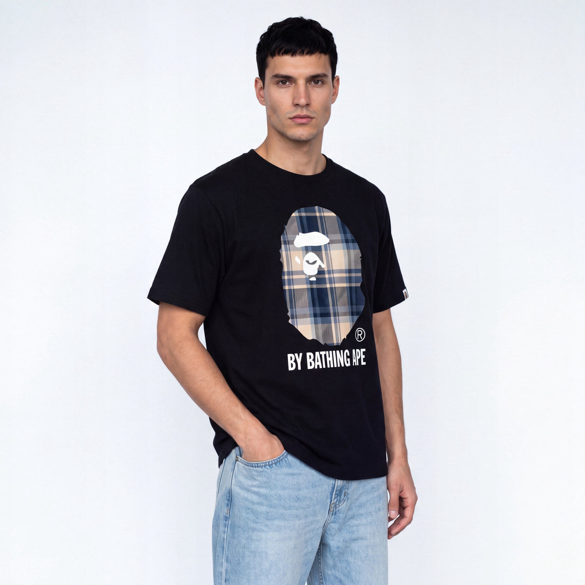 BAPE Check By Bathing Ape T-Shirt Black FW25 – model foto