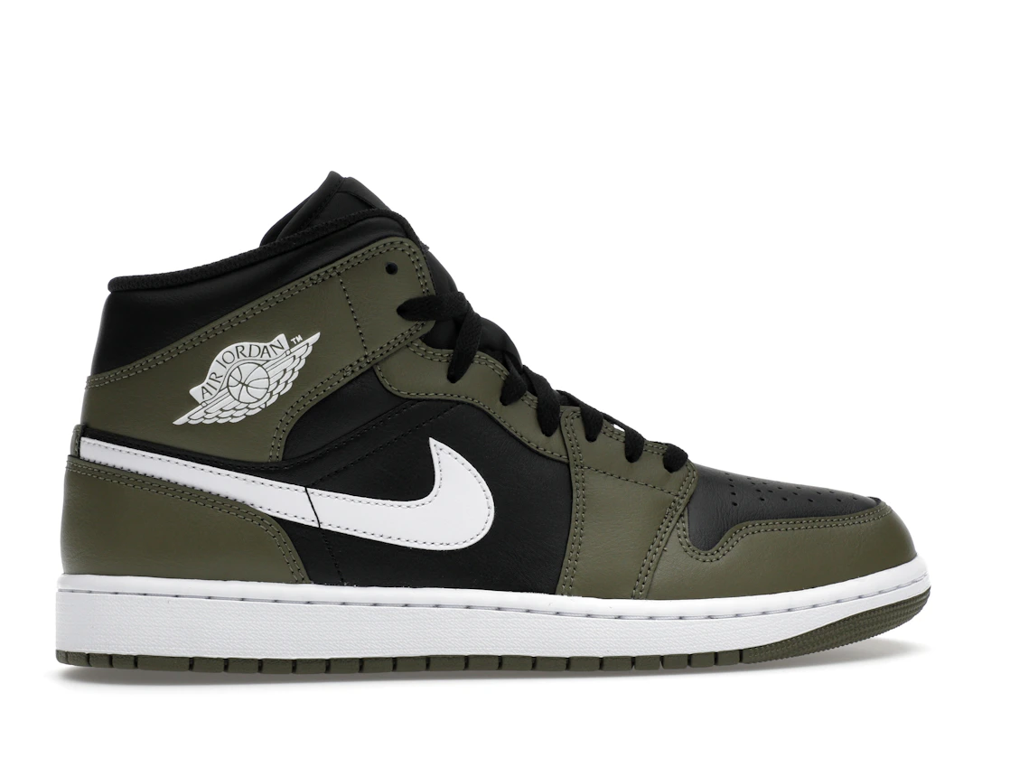 Air Jordan 1 Mid Black White Olive
