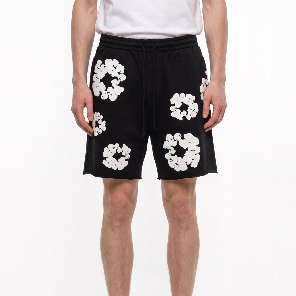 šortky Denim Tears The Cotton Wreath Shorts Black ADONIO