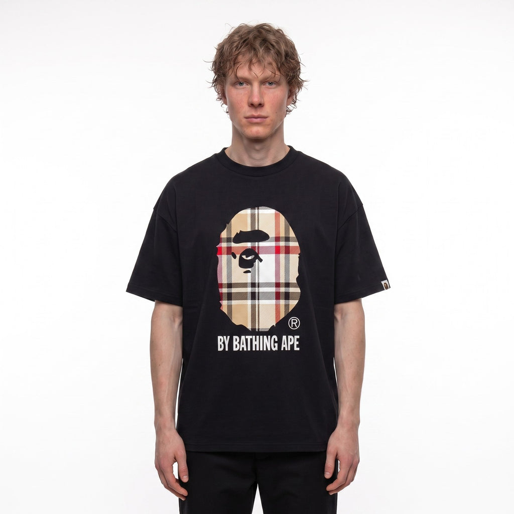 tričko BAPE Check by Bathing T-Shirt Black/Beige ADONIO