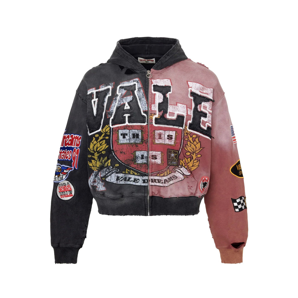 Vale Forever Zip Up Two Face Hoodie Black/Red INS-7FD15AF546 ADONIO