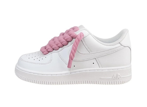 Nike Air Force 1 White Low 07 Rope Laces Pink