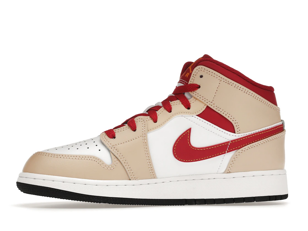 Air Jordan 1 Mid Beige White Red (GS)