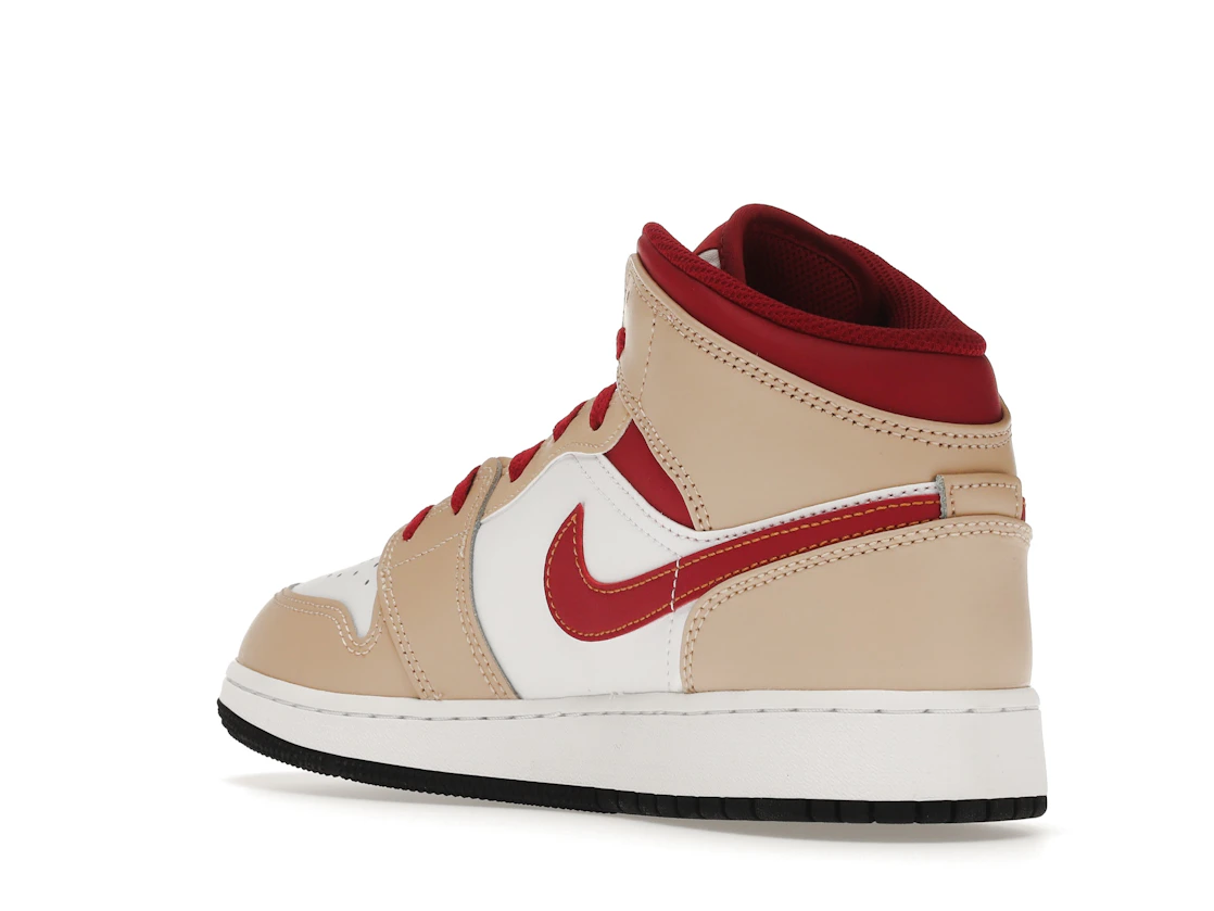Air Jordan 1 Mid Beige White Red (GS)
