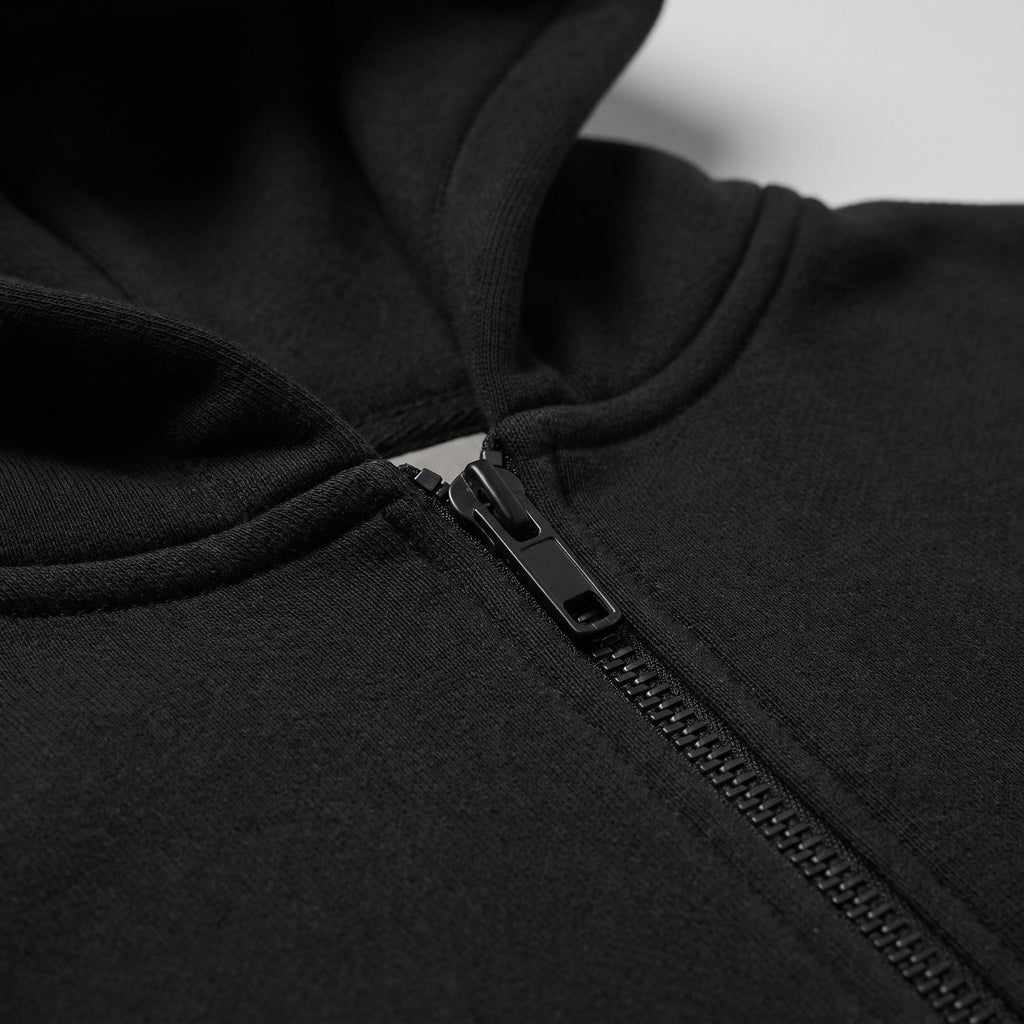 Fear of God Essentials Classic S25 Zip-Up Hoodie Glossy Jet Black ADONIO