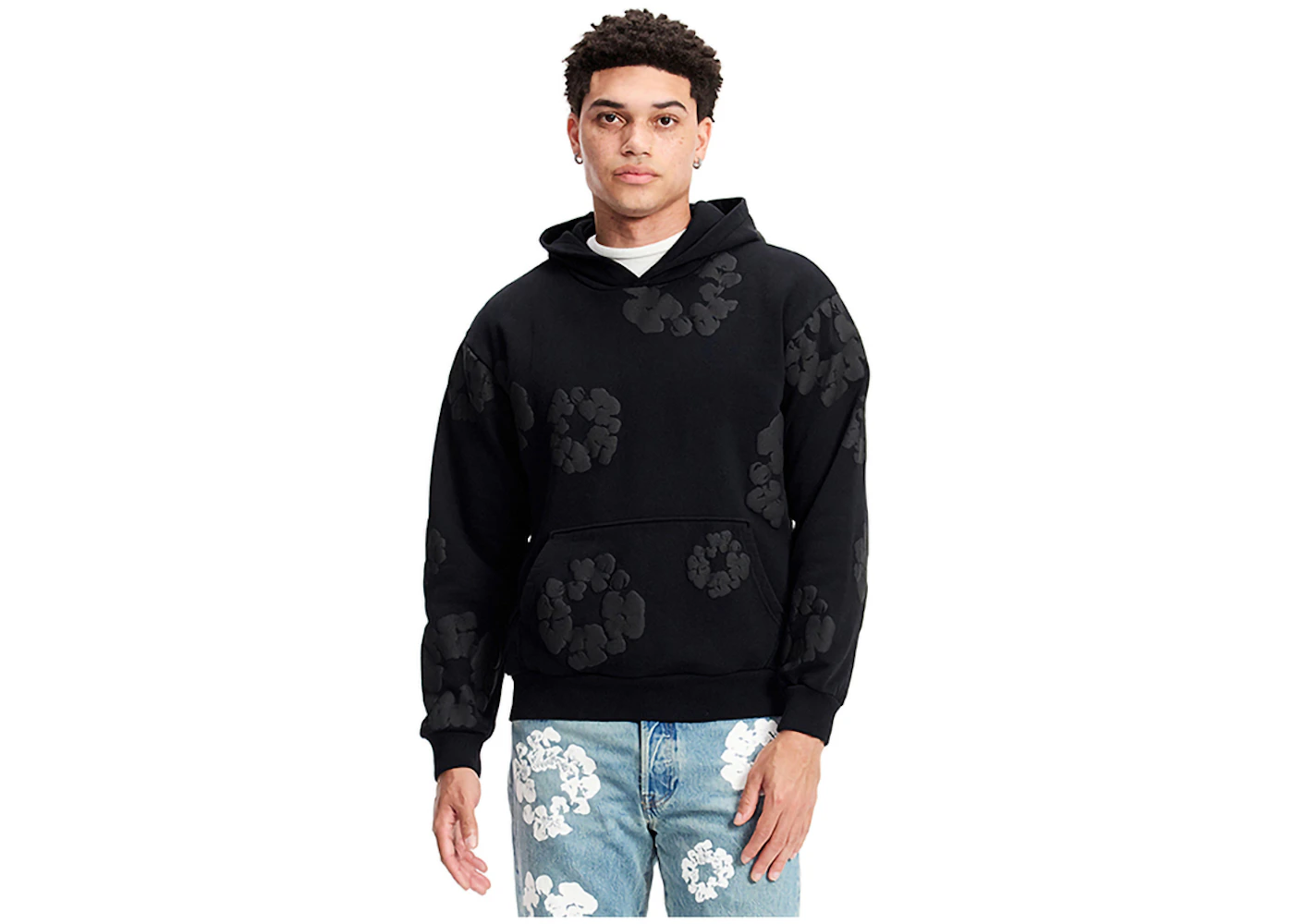Denim Tears Cotton Wreath Hoodie Black Monochrome