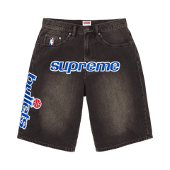 Supreme x Mitchell & Ness Washington Bullets Baggy Denim Short 'Washed Black'