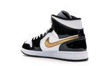 Jordan 1 Mid Patent Black White Gold