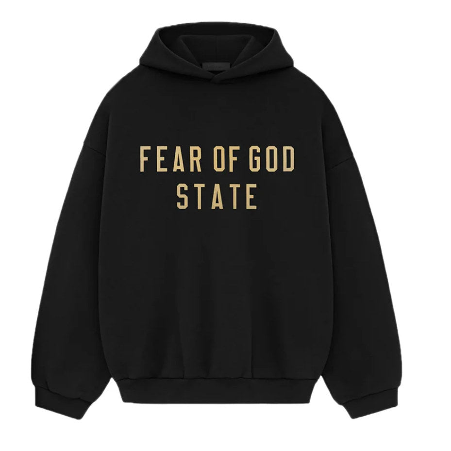 Fear of God Essentials Hoodie FW24 Black Yellow State ADONIO