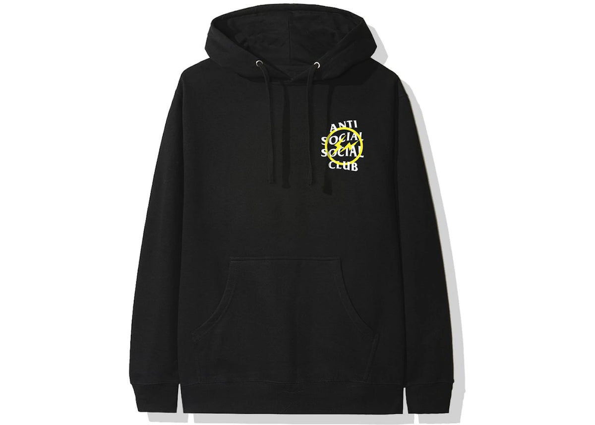 Anti Social Social Club x Fragment Yellow Bolt Hoodie Black