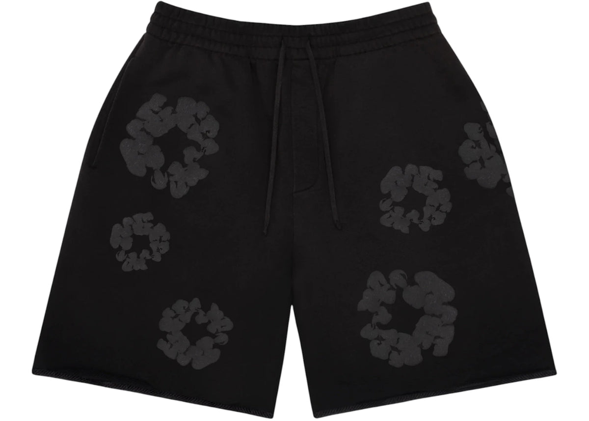 oblečení Denim Tears Faded Mono Cotton Wreath Sweatshorts Black ADONIO