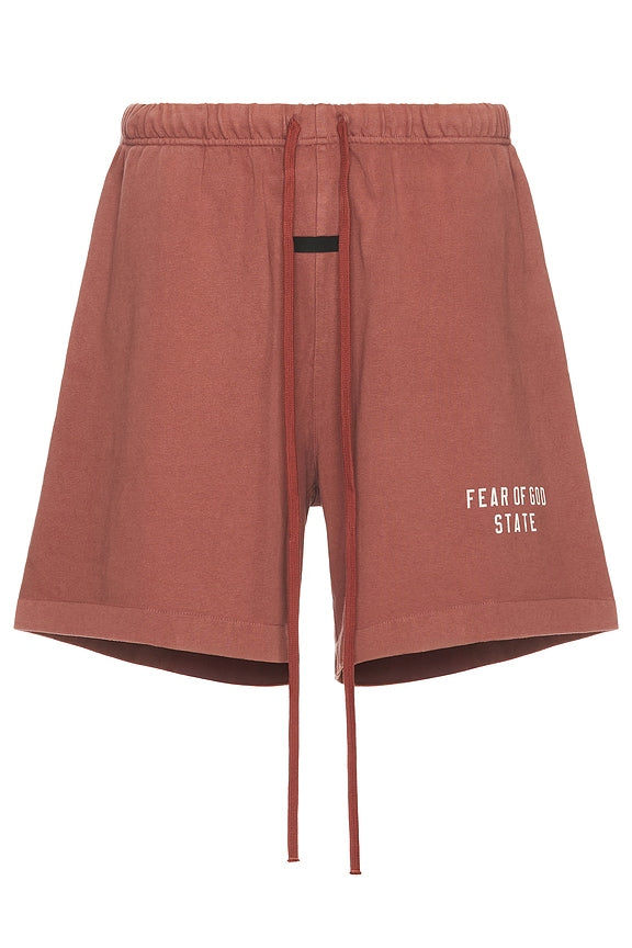 Fear of God Essentials Heavy Jersey Soccer Shorts Crimson