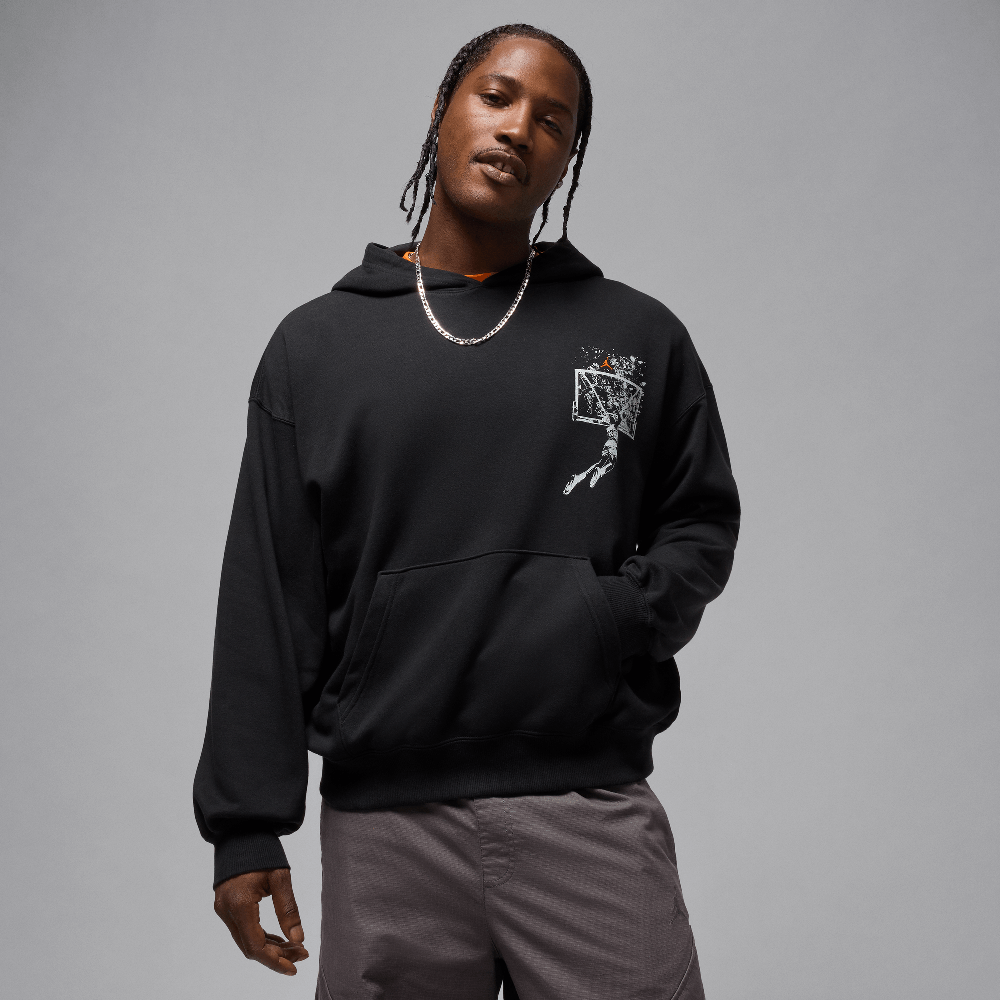 Jordan Brooklyn Men's Oversized Pullover Hoodie Black/Starfish