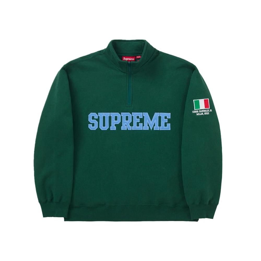 Supreme Milan Shop Flag Half Zip Pullover Green
