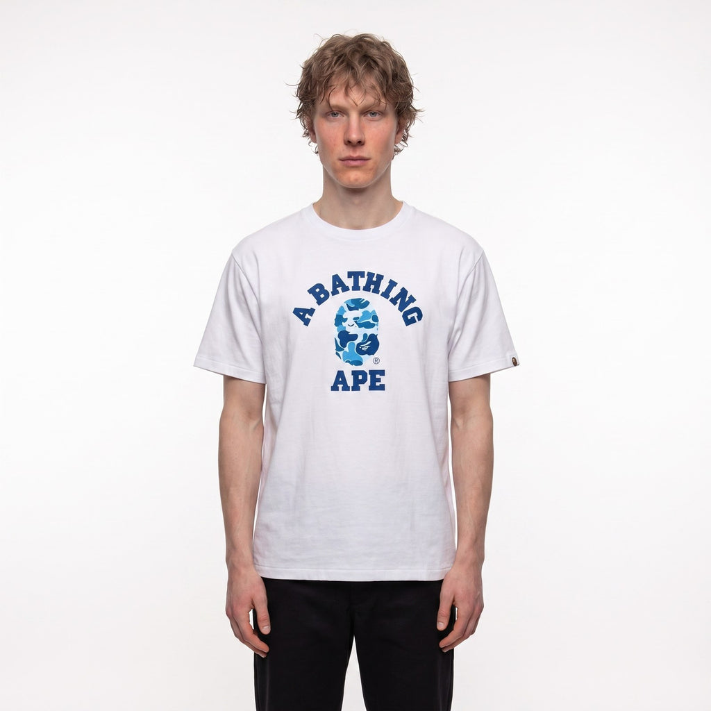 tričko BAPE ABC Camo College T-Shirt White/Blue SS25 1L30-110-005 ADONIO