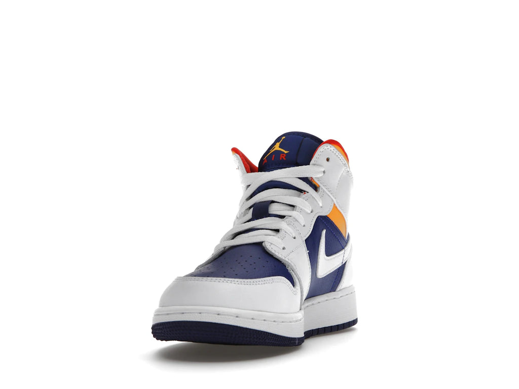 Jordan 1 Mid White Laser Orange Deep Royal Blue (GS)