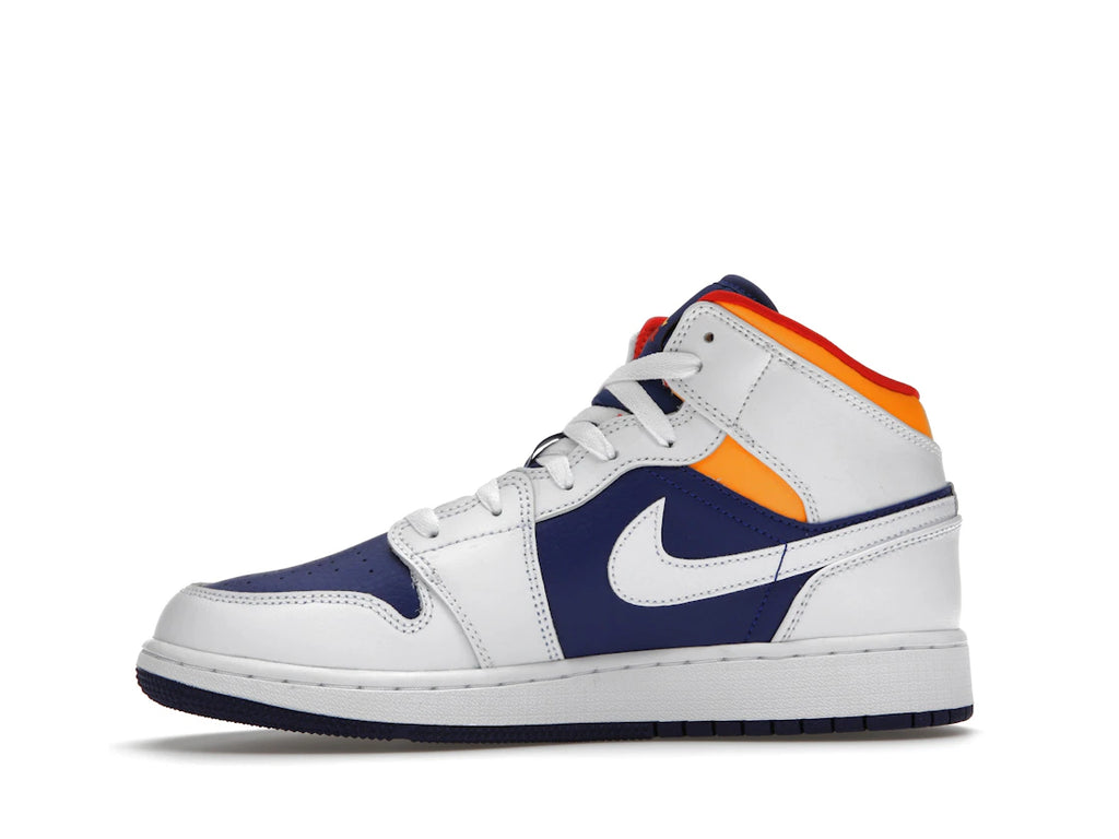 Jordan 1 Mid White Laser Orange Deep Royal Blue (GS)