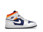 Jordan 1 Mid White Laser Orange Deep Royal Blue (GS)